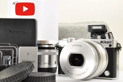 [Top Mint+++ SC: 599 ] Nikon 1 J5 Silver Double Lens Kit 10-30mm & 18.5mm USA - Image 1 of 4