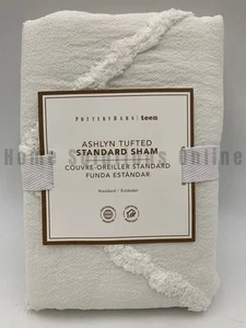Pottery Barn Teen Ashlyn getufteter Baumwollschein elfenbeinfarben Standard #B137 - Bild 1 von 3