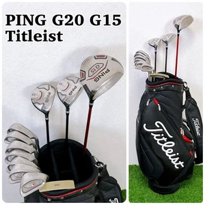 Juego de palos de golf PING G20 G15 11 piezas 1W 3W 5W hierros cuña putter + bolsa Titleist S Flex - Imagen 1 de 11