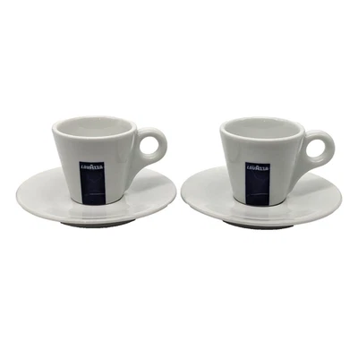 Juego de 2 tazas y platillos de café espresso Lavazza - Colección cinta azul Italia Foto 1 de 4