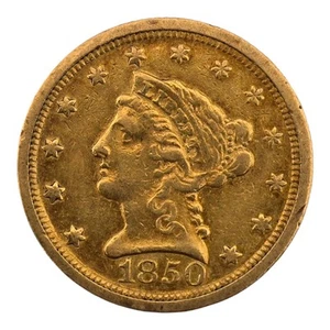 1850 O 2.5 Gold Pre33 Liberty Us Coin New Orleans Mint Xf - Picture 1 of 2