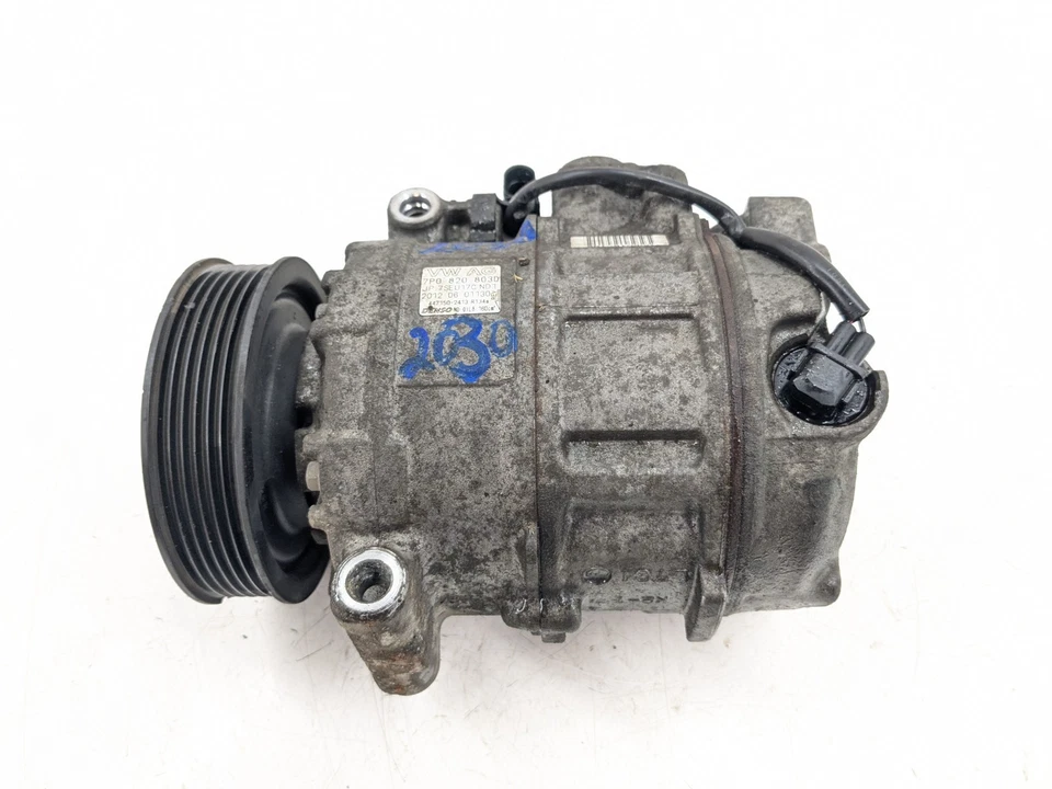 VOLKSWAGEN TOUAREG 7P MK2 AC AIR CON COMPRESSOR PUMP 3.0TDI 7P0820803D 2012 - Image 1 of 4