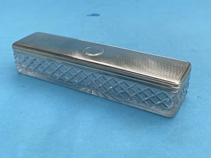 Toilettentisch Glas Schatulle, 925er Silber-Deckel, nicht graviert, London 1831 - Bild 1 von 9