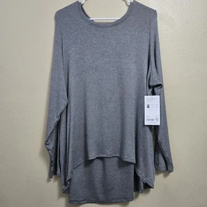 Top ATHLETA con costine facili manica lunga XL oversize nuovo con etichetta grigio modal - Foto 1 di 11