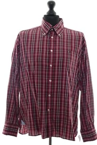 Tommy Hilfiger Homme Chemise L Rouge à Carreaux Button-Down Manches Longues D98 - Photo 1/5