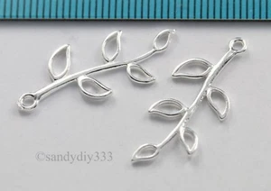2x STERLINGSILBER KRONLEUCHTER BLATT VERBINDER OHRRINGE CHARM ANHÄNGER #1139 - Bild 1 von 2