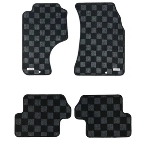 P2M Checkered Front & Rear Carpet Floor Mats Silvia 240sx S13 LHD Dark Grey New - Picture 1 of 3