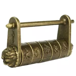 Chinese Old Style Carved Word Password Padlock Lock for Jewelry Makeup Case - Picture 1 of 12