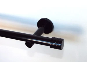 Stabile Vorhangstange Metall ausziehbar 130 bis 240 cm schwarz Zylinder - Bild 1 von 3