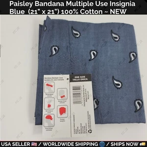 Bandana Paisley - Insegna Multiuso Blu (21" x 21") 100% Cotone - NUOVO - Foto 1 di 5