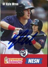 2018 Pawtucket Red Sox KYLE WREN Signed Card autograph AUTO DUNKIN DONUTS