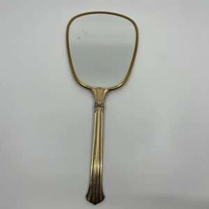 Vintage Gold Tone Hand Mirror Silver Gold Embossed Flowers on Back - Picture 1 of 3