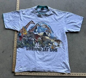 Vintage Signal Sports Live And Let Live grau Erde Tiere Wildtiere T-Shirt Gr. L - Bild 1 von 7