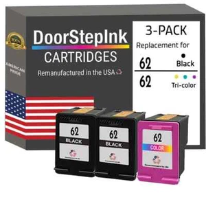DoorStepInk Compatible Ink Cartridges HP 62 2 Black / 1 Tri-Color USA - Picture 1 of 5