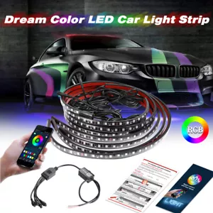 4Pcs Car RGB LED Strip Tube Under glow Underbody System Neon Light Kit 90*60CM - Picture 1 of 8