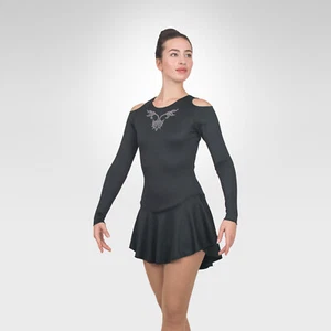Ice Skating Figure Skating Dress size SMALL adult black crystals applique - Picture 1 of 2