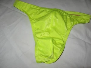 Mens Genuine Speedo Thong Neon Greenish Yellow Swimsuit Med - Picture 1 of 11