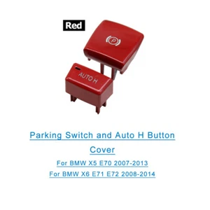 For BMW X5 E70 X6 E71 E72 Parking Brake Switch and Auto H Button Cover Red - Bild 1 von 7