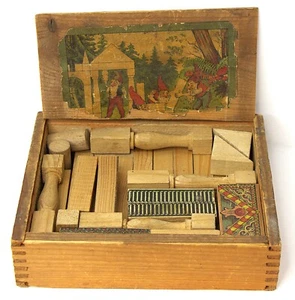 Antique Wooden Building Block Set Victorian Architectural Toy - Picture 1 of 5