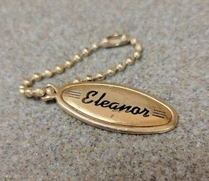 Etiqueta llave de latón de colección I.D. Cadena de bola marcada ""Eleanor"" broche Car Sales montado Vernon NY - Imagen 1 de 7
