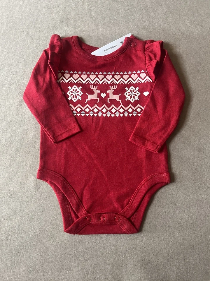 Garanimals Baby Girl's Red Long Sleeve Bodysuit Size 0-3M