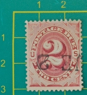 US Stamp, Scott #J16 1884,2c red brown used,Fancy cancel DUE 2,Fine condition - Image 1 of 4