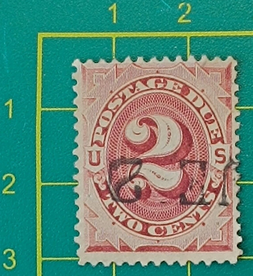 US Stamp, Scott #J16 1884,2c red brown used,Fancy cancel DUE 2,Fine condition - Image 1 of 4