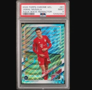 2020-21 Topps Chrome UCL #81 JAMAL MUSIALA Aqua Refractor /199 RC Rookie PSA 9 - Bild 1 von 2
