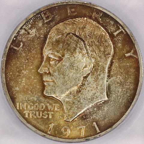 1971-S $1 Eisenhower Dollar Struck-Thru Wire Error - ICG MS 63 Cover