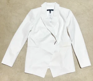 NEW WHITE HOUSE BLACK MARKET ECRU METAL TAB BUTTON STUDIO BLAZER JACKET SZ 6 - Picture 1 of 12