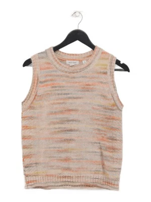 White Stuff Women's Jumper UK 8 Cream Cotton with Acrylic Round Neck Vest - Image 1 of 4