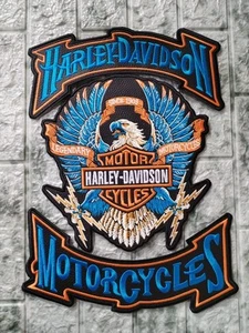 Rocker Patches, Harley Davidson Model, to Sew on Biker Club Jackets 3 Pcs. - Picture 1 of 7