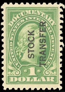 Scott RD30 - The 1$ US Internal Revenue Stock Transfer Stamp from 1928 - Unused - Picture 1 of 1