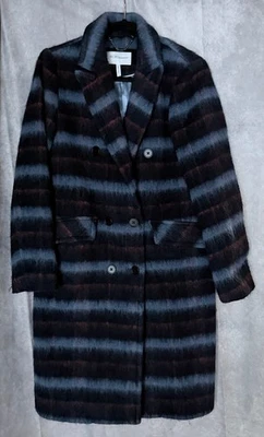 Abrigo largo para mujer BCBGeneration mezcla de lana rayas difusas doble botonadura S Foto 1 de 4