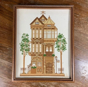 Vintage 80s Finished CrossStitch "Turn of the Century" by Sunset Victorian House - Picture 1 of 9