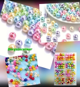Jewellery Pearl Beads Round Bead Jewellery Craft Making Bracelet Pearlised Beads - Picture 1 of 26