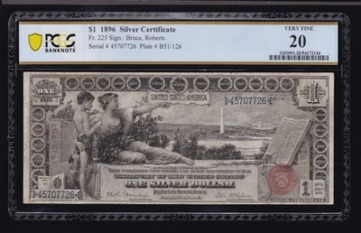 US 1896 $1 Education Silver Certificate FR 225 PCGS 20 VF (726) - Image 1 of 2