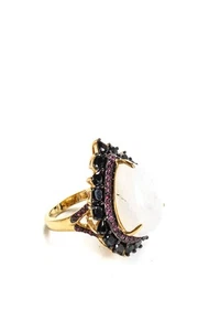Rarities Sterling Silver Gold Plated Cabochon Moonstone Sapphire Ring Size 7.75 - Picture 1 of 5
