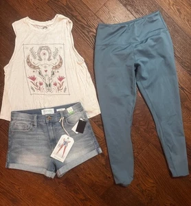 Damen S M Sommer Outfit Paket Tank Jeans Shorts Leggings Boho Festival Posten - Bild 1 von 10