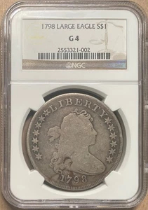 Dólar de plata busto drapeado NGC G4 1798 $1 - águila grande - Imagen 1 de 2