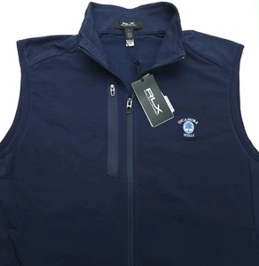 NWT Medium Ralph Lauren RLX Golf Full Zip Tech Terry Mock Vest Blue Men's - Picture 1 of 9