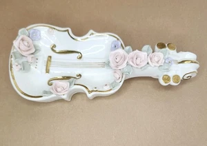 Plato para violín Lefton China pintado a mano rosas florales vintage coleccionable Japón 7" - Imagen 1 de 10