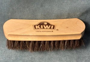 Kiwi 100% Horsehair Bristle Boot Shoe Shine Dry Brush with Wooden Handle 6-Inch - Picture 1 of 5