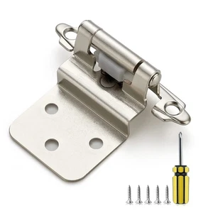 20 Pack 3/8 Inset Satin Nickel Cabinet Hinges, 10 Pairs, Self-Closing, Screw - Picture 1 of 7