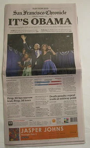 BARACK OBAMA 2012 RE ELECTION SAN FRANCISCO CHRONICLE NEWSPAPER OBAMA PAPER 2012 - Picture 1 of 1