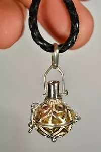 *HARMONY BALL* Balinese Pendant +Cord Locket Cage Chime Simulated Amethyst - Picture 1 of 10