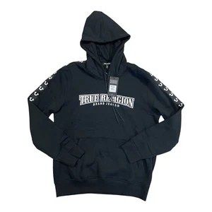 Men's True Religion Logo Pullover Hoodie Sweatshirt Size: XL  Color: Black NWT - Picture 1 of 8