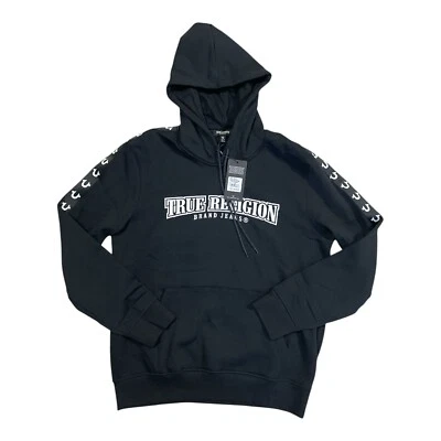 Men's True Religion Logo Pullover Hoodie Sweatshirt Size: XL  Color: Black NWT - Image 1 of 4