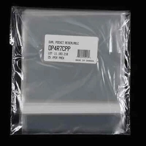 4 MIL DUAL POCKET RESEALABLE RECORD OUTER SLEEVES CRYSTAL CLEAR CCP 25 PACK - Picture 1 of 1