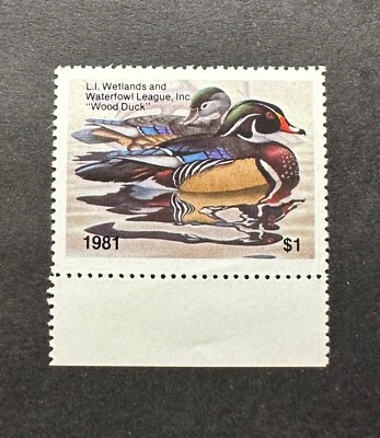 Selo de conservação 1981 LIWW5 New York Long Island zonas úmidas e aves aquáticas - Imagem 1 de 2